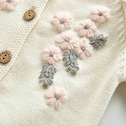 Baby Sweater Fashion Petals Collar Knitted Cardigan Jacket Baby Sweater Coat Girls Cardigan Girls Autumn Winter Sweaters