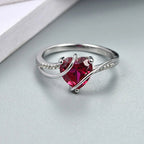 ATTAGEMS Heart Shape Ruby 925 Sterling Silver Ring 2.5 Carats Women Love Ring for Party Wedding and Engagement Romantic Gift Luxlife Brands