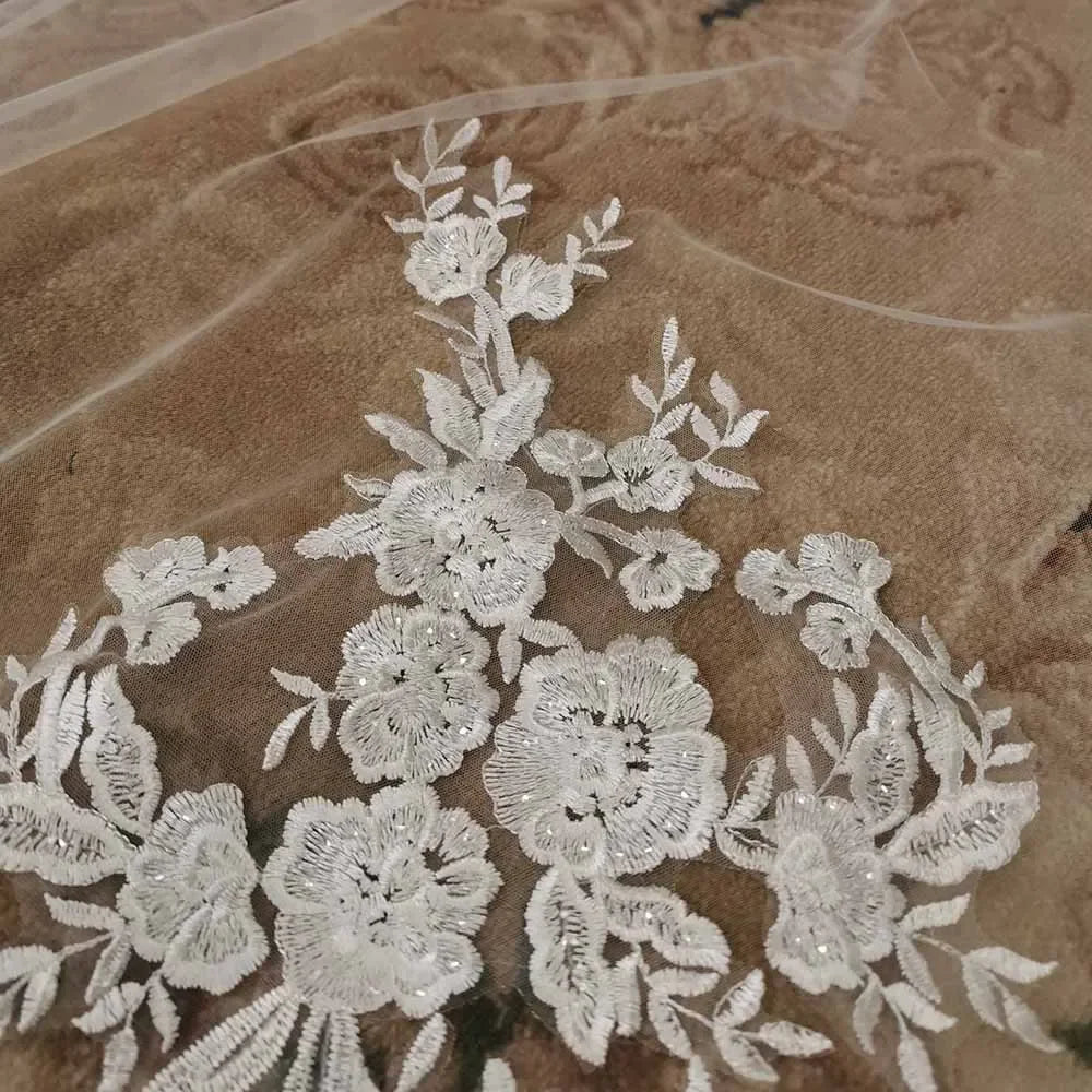 High Quality Vintage Wedding Veil 3.5M Long Special Cut Royal Bridal Veil with Comb Bling Sequins Lace Veil Wedding Accessories LUXLIFE BRANDS