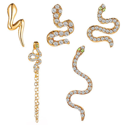 Modyle  five-piece Stud earrings Snake Shape AAA Zircon Gold Color Fashion Jewelry