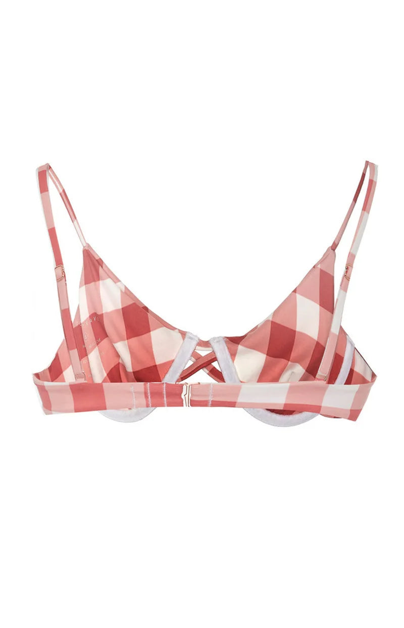 Gingham Plaid Mid Waist Bikini