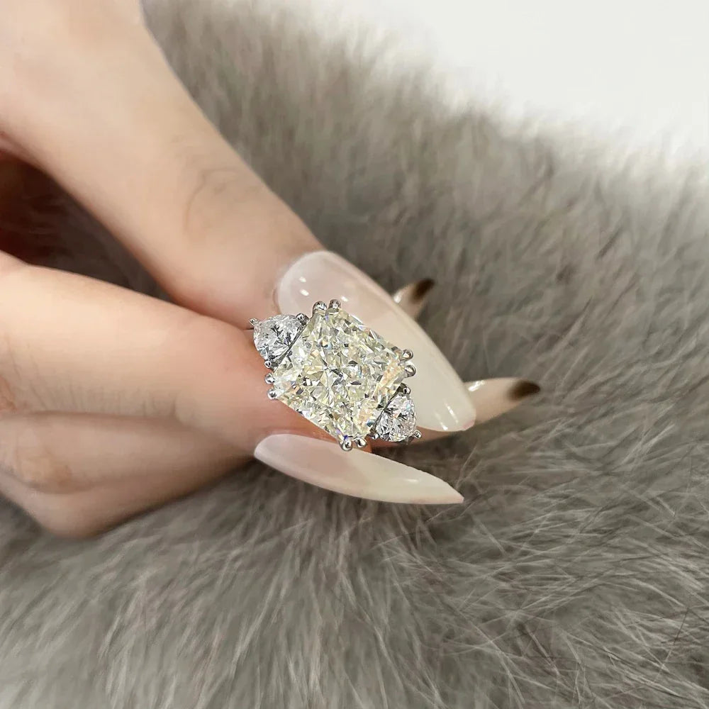 925 Sterling Silver 5CT G Color Lab Sapphire Gemstone Wedding Engagement Cocktail Ring