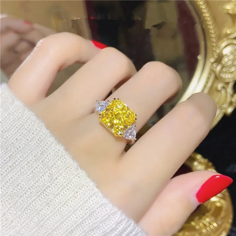 CC Fine Jewelry Rings For Women Yellow Cubic Zirconia Luxury Wedding Engagement Ring Silver Color Drop Shipping CC1665 LUXLIFE BRANDS