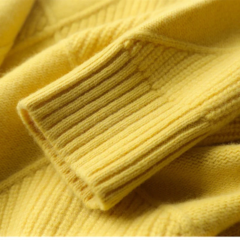 Cashmere sweater women turtleneck sweater pure color knitted turtleneck pullover 100% pure wool loose large size sweater women LUXLIFE BRANDS