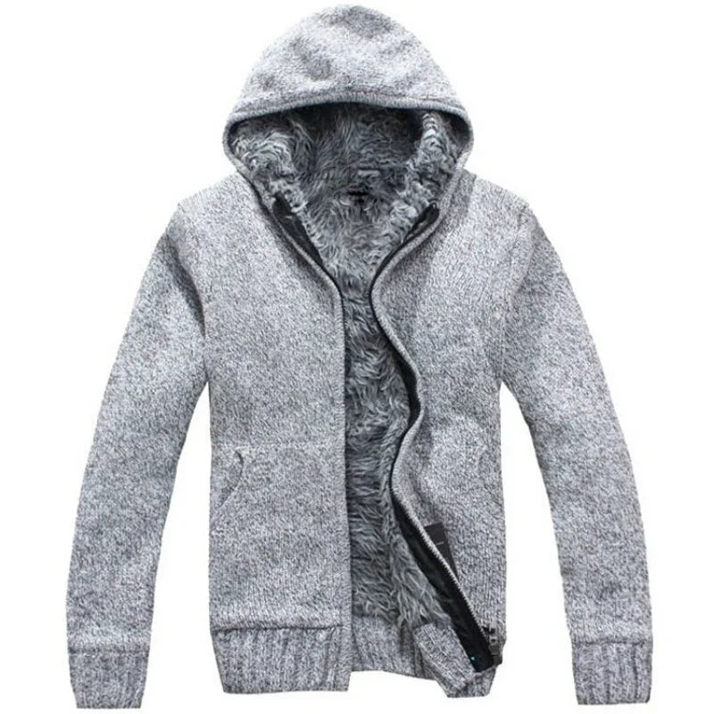 Autumn Winter Men's Thick Sweatercoat Collar Zipper Sweater Coat Outerwear Winter Fleece Cashmere Liner SweatersTurn-down Collar LUXLIFE BRANDS