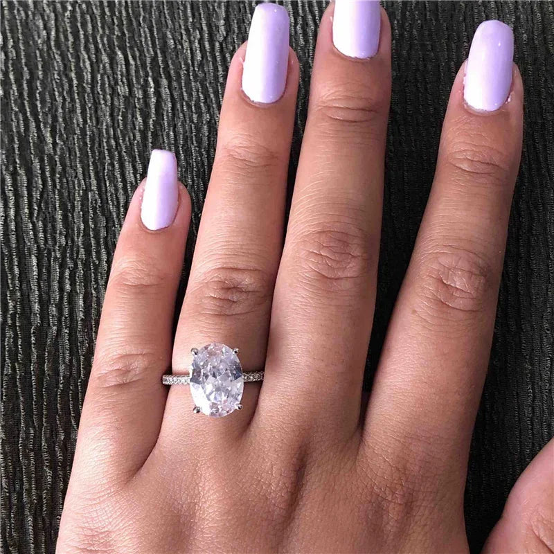 Female Fine ring 925 Sterling silver oval cut 5ct AAAAA Cz stone Engagement Wedding Band Rings for women Bridal Party Jewelry