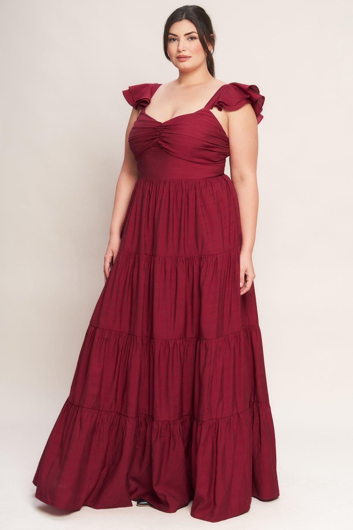 SUMMER MILK DEEP RED WOVEN MAXI DRESS Flying Tomato