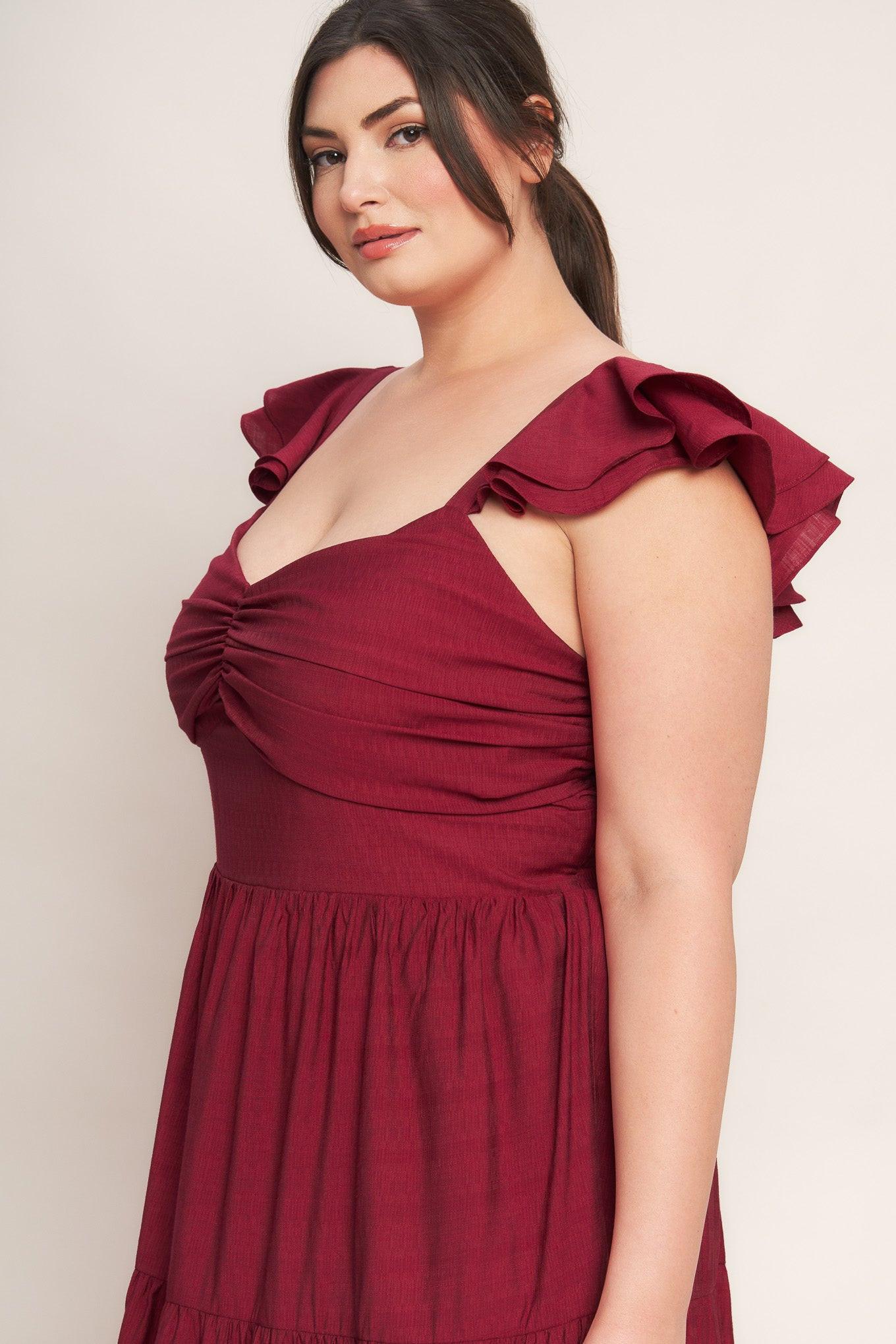 SUMMER MILK DEEP RED WOVEN MAXI DRESS Flying Tomato