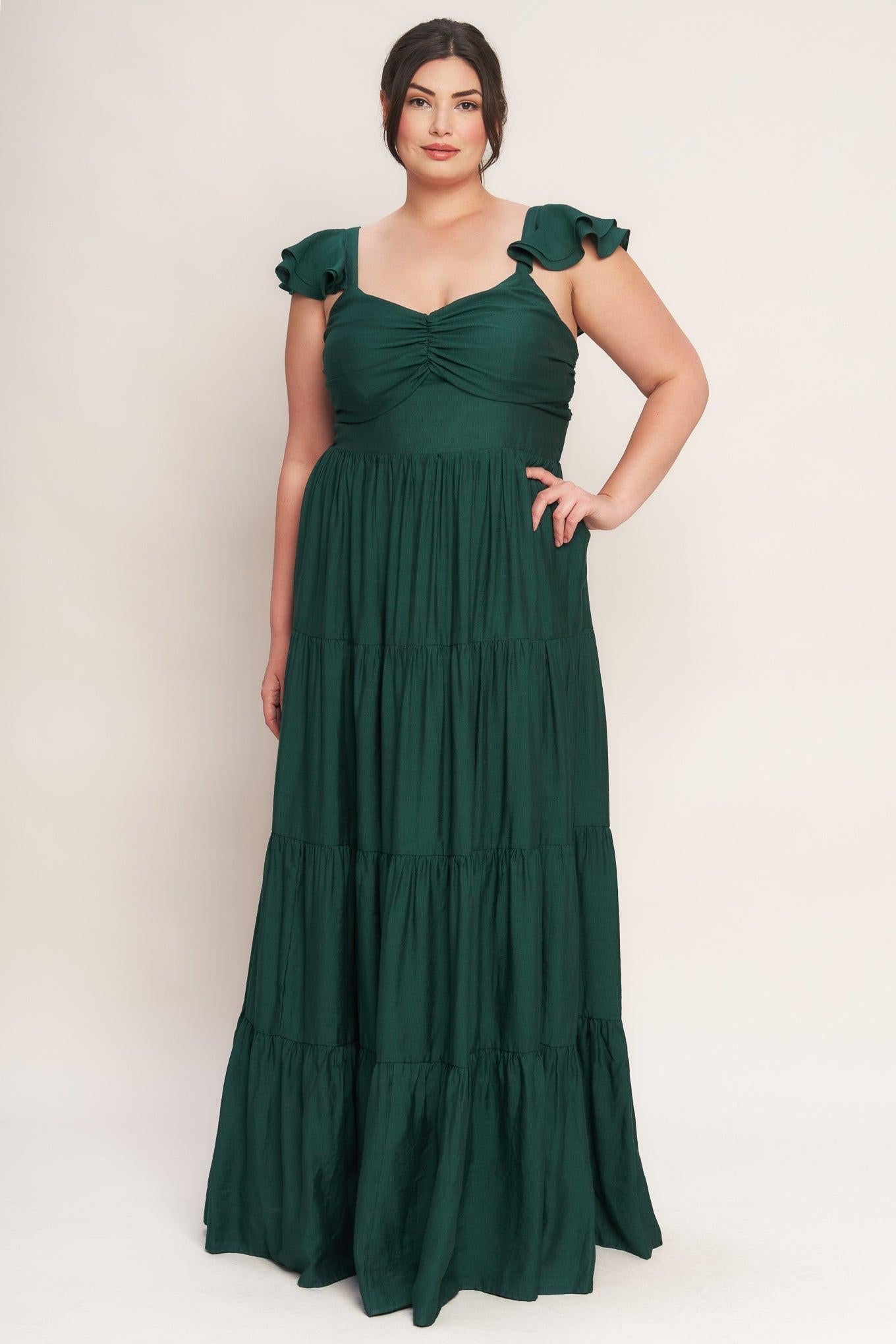 SUMMER MILK FOREST GREEN WOVEN MAXI DRESS Flying Tomato