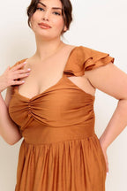 SUMMER MILK RUST WOVEN MAXI DRESS Flying Tomato
