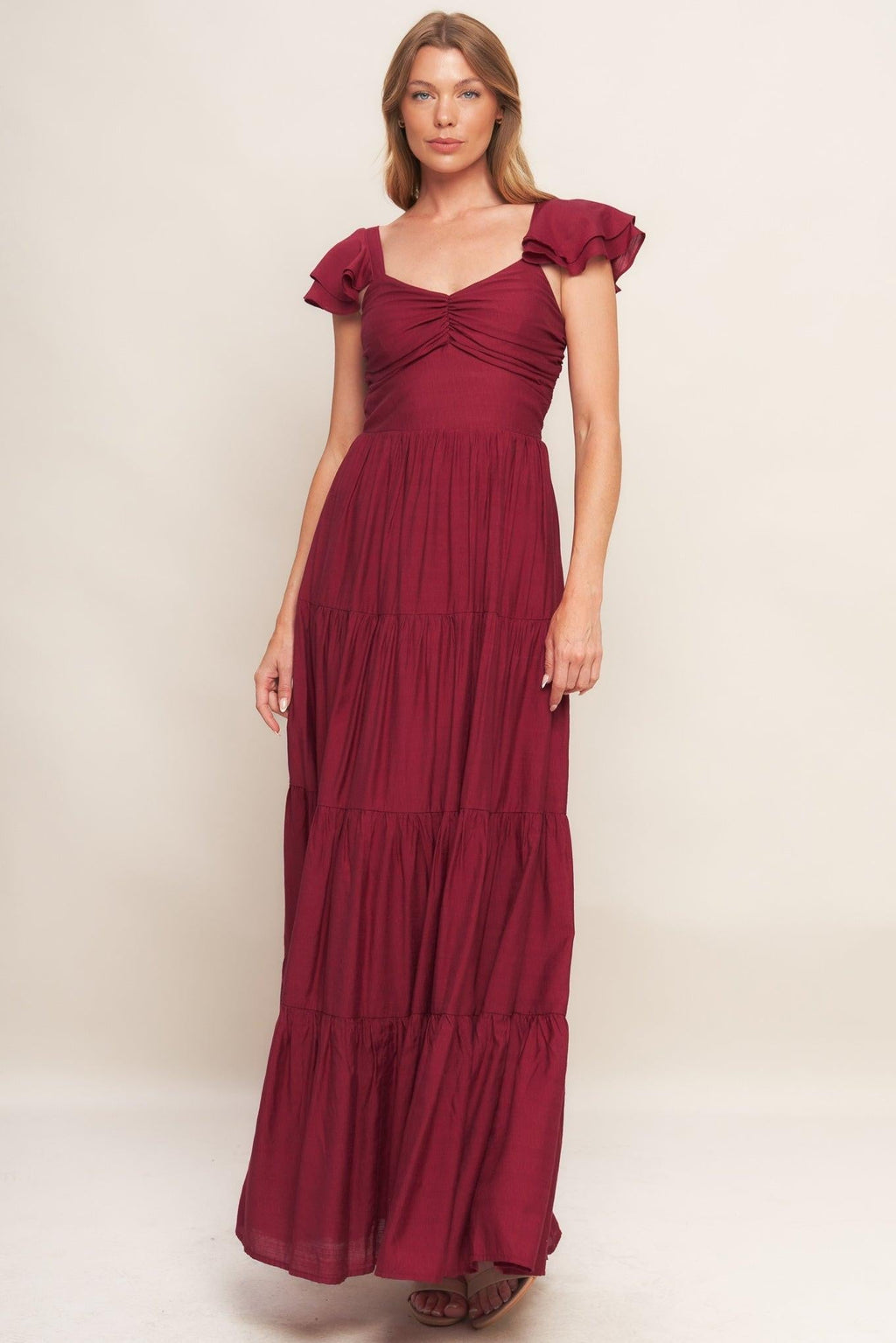 SUMMER MILK DEEP RED WOVEN MAXI DRESS Flying Tomato