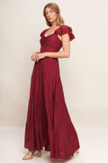 SUMMER MILK DEEP RED WOVEN MAXI DRESS Flying Tomato