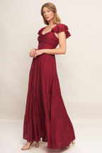 SUMMER MILK DEEP RED WOVEN MAXI DRESS Flying Tomato