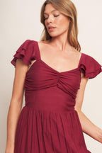 SUMMER MILK DEEP RED WOVEN MAXI DRESS Flying Tomato