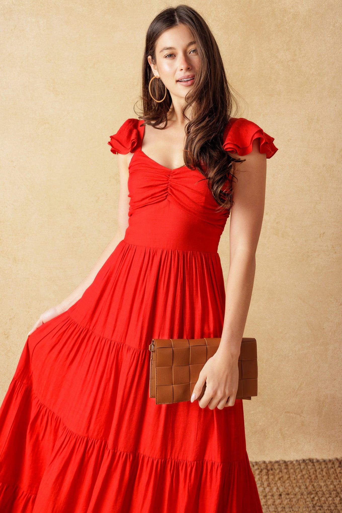RVCA STEADY WOVEN ANKLE DRESS Flying Tomato
