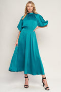PETAL PROWESS WOVEN MIDI DRESS Flying Tomato