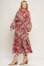 FLORALLY CHIC WOVEN MIDI DRESS Flying Tomato