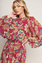 FLORALLY CHIC WOVEN MIDI DRESS Flying Tomato