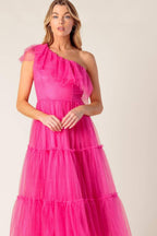 SOME FRESH AIR FUCHSIA TULLE MIDI DRESS Flying Tomato