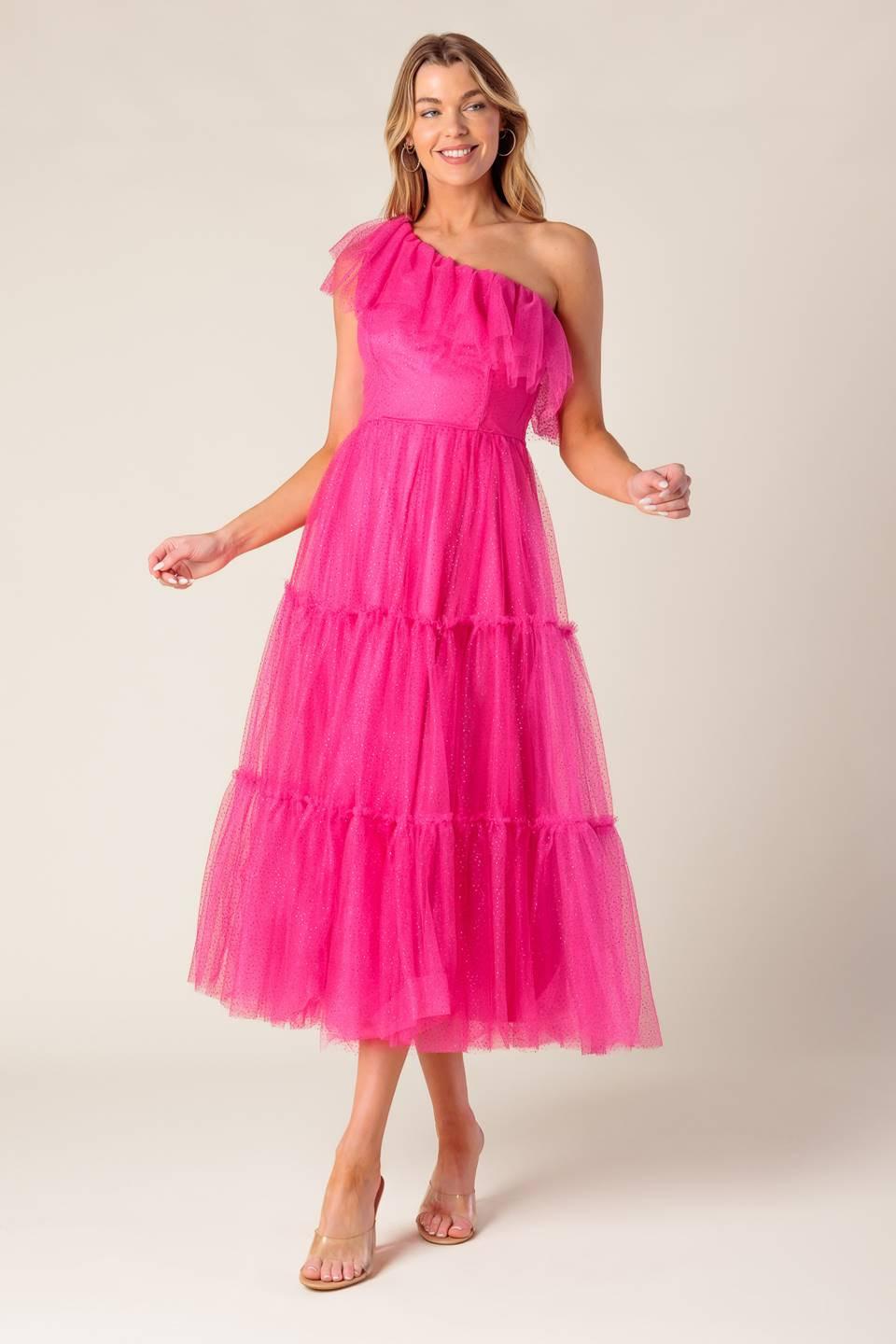 SOME FRESH AIR FUCHSIA TULLE MIDI DRESS Flying Tomato