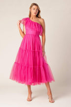 SOME FRESH AIR FUCHSIA TULLE MIDI DRESS Flying Tomato