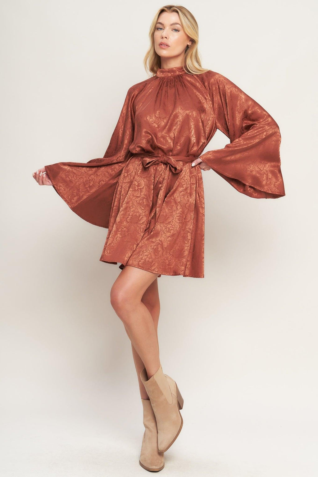 BY ANY MEANS WOVEN SATIN MINI DRESS Flying Tomato