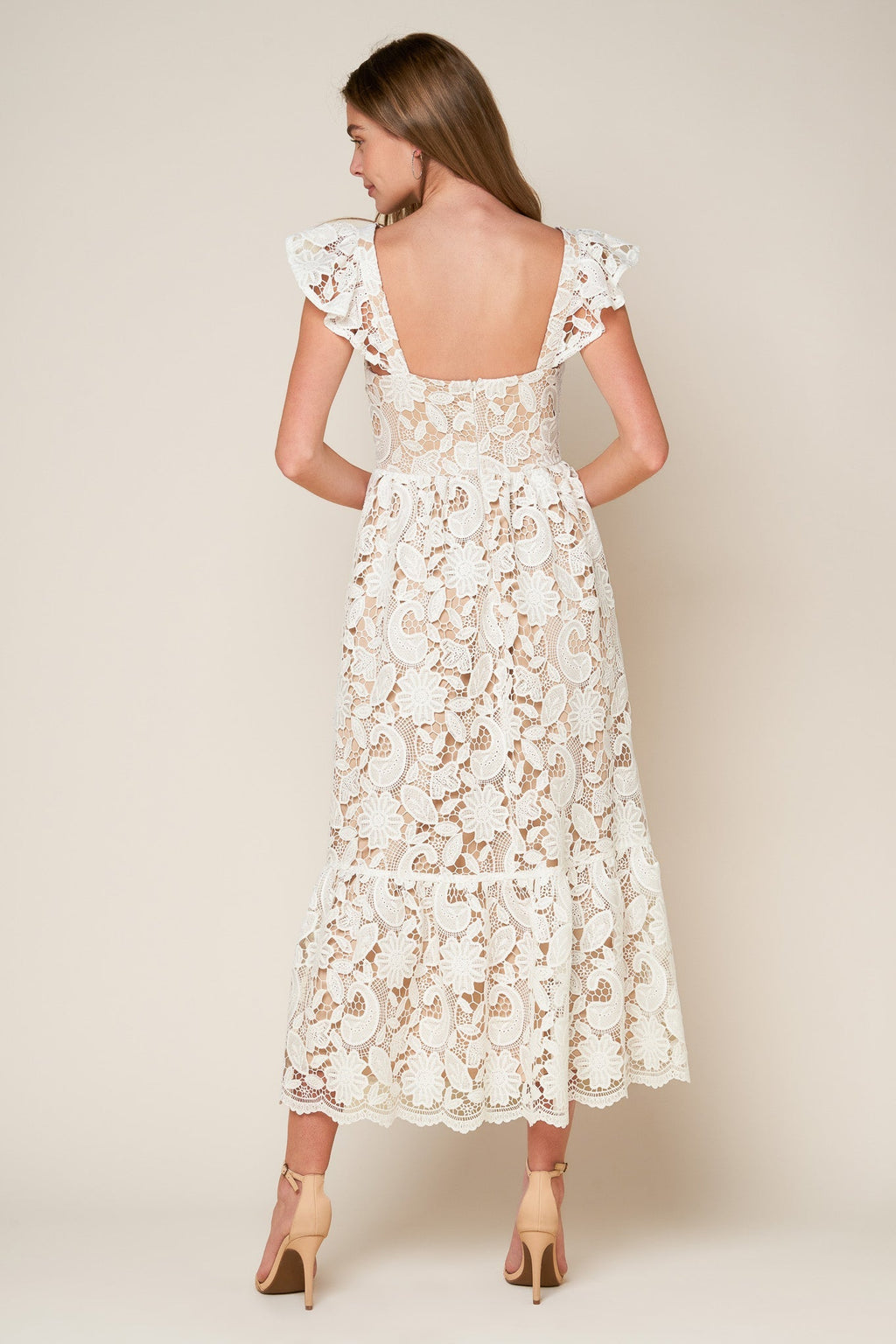STILL THINKING LACE MIDI DRESS Flying Tomato