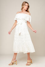 CATCHING MY BREATH EYELET MIDI DRESS Flying Tomato