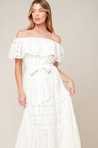 CATCHING MY BREATH EYELET MIDI DRESS Flying Tomato