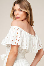 CATCHING MY BREATH EYELET MIDI DRESS Flying Tomato
