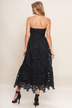 CAREFREE NIGHTS BLACK LACE MIDI DRESS Flying Tomato