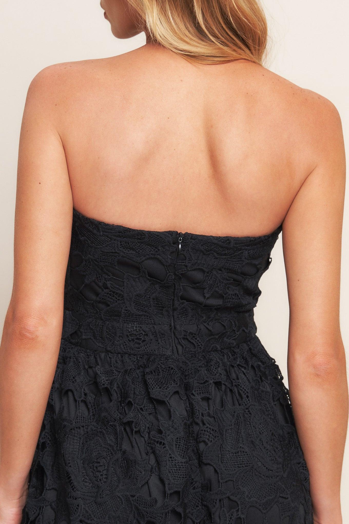 CAREFREE NIGHTS BLACK LACE MIDI DRESS Flying Tomato