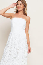 CAREFREE NIGHTS LACE OFF WHITE MIDI DRESS Flying Tomato