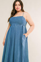 CAPTIVATING HEART DENIM MIDI DRESS Flying Tomato