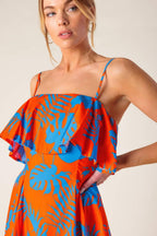 STOPPING TIME ORANGE WOVEN MINI DRESS Flying Tomato