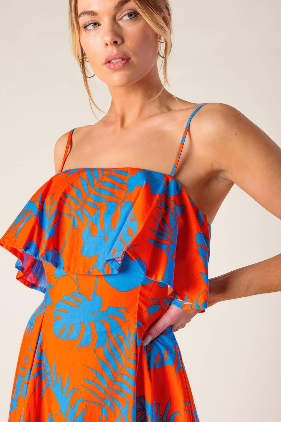 STOPPING TIME ORANGE WOVEN MINI DRESS Flying Tomato