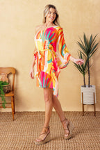 EASY WAY OUT WOVEN KAFTAN MINI DRESS Flying Tomato