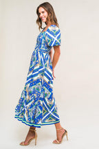 PALM SPRINGS BLOSSOMS WOVEN MIDI DRESS Flying Tomato