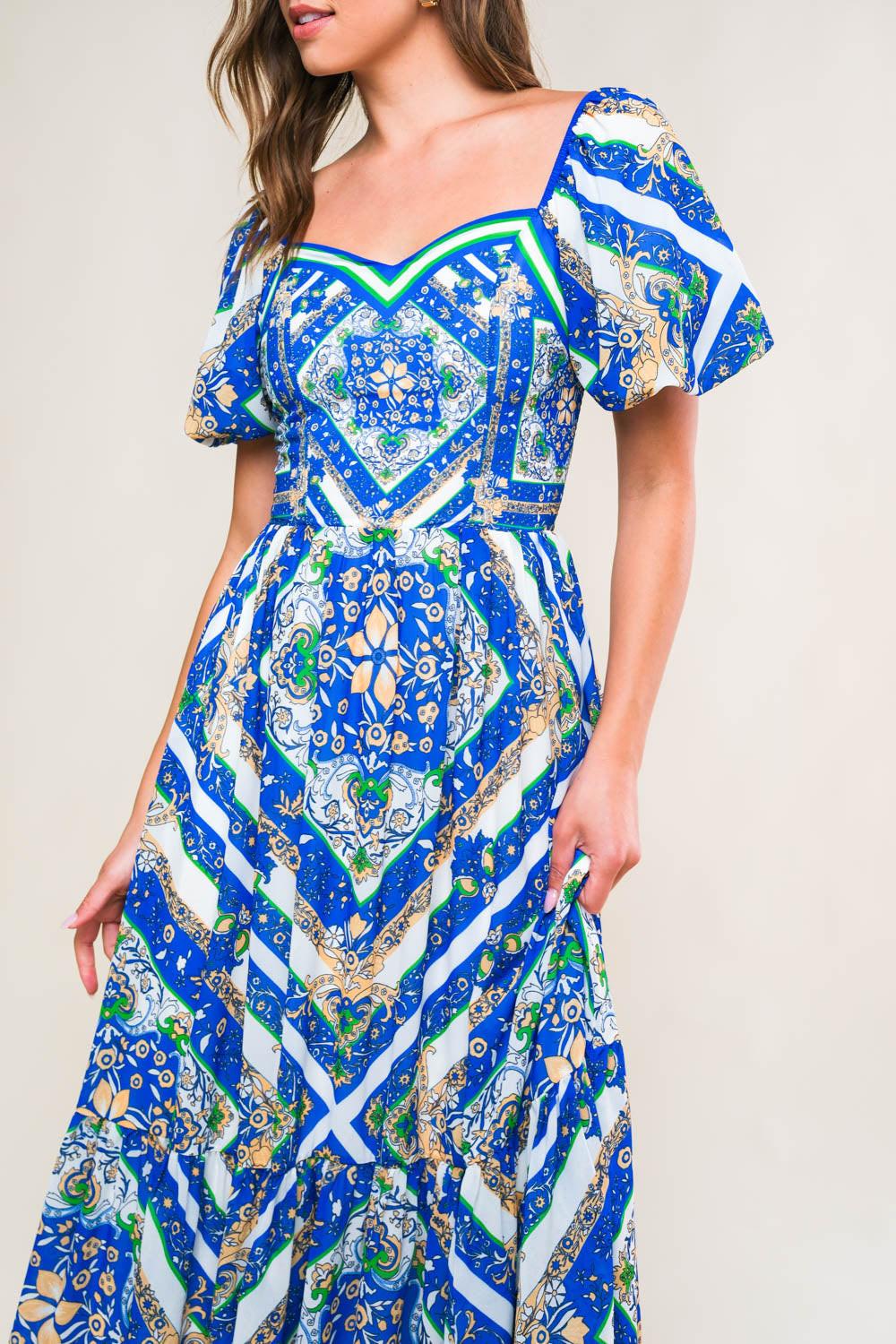 PALM SPRINGS BLOSSOMS WOVEN MIDI DRESS Flying Tomato