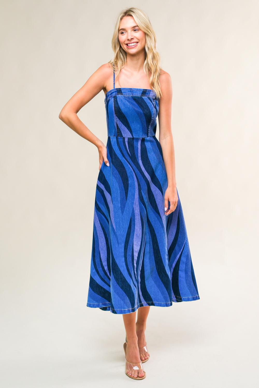 PATRIOTIC PRINCESS DENIM MIDI DRESS Flying Tomato