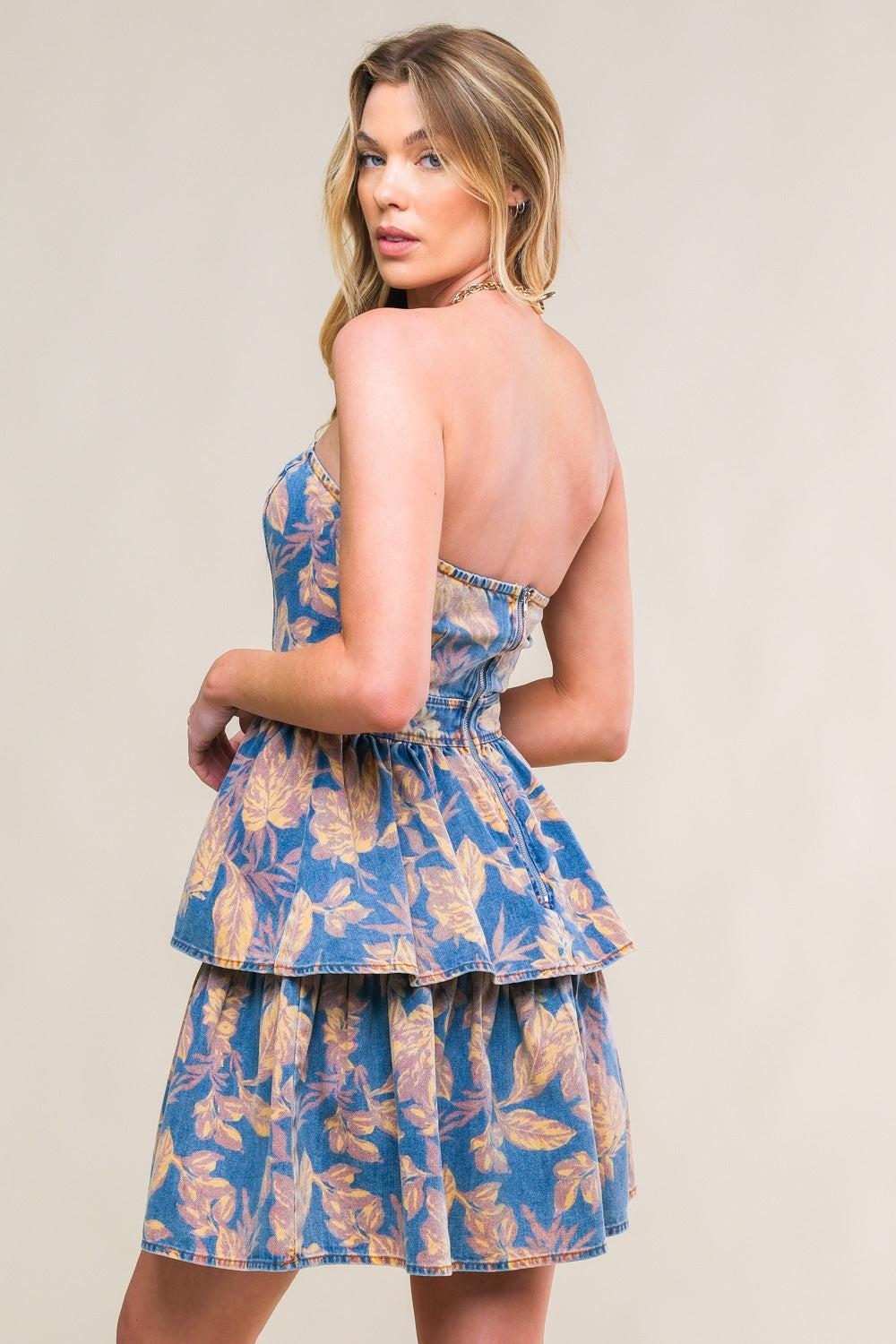 SUMMER MOMENTS DENIM MINI DRESS Flying Tomato
