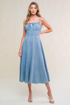 GORGEOUS ADORNMENT DENIM MINI DRESS Flying Tomato
