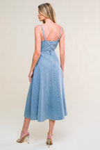 GORGEOUS ADORNMENT DENIM MINI DRESS Flying Tomato