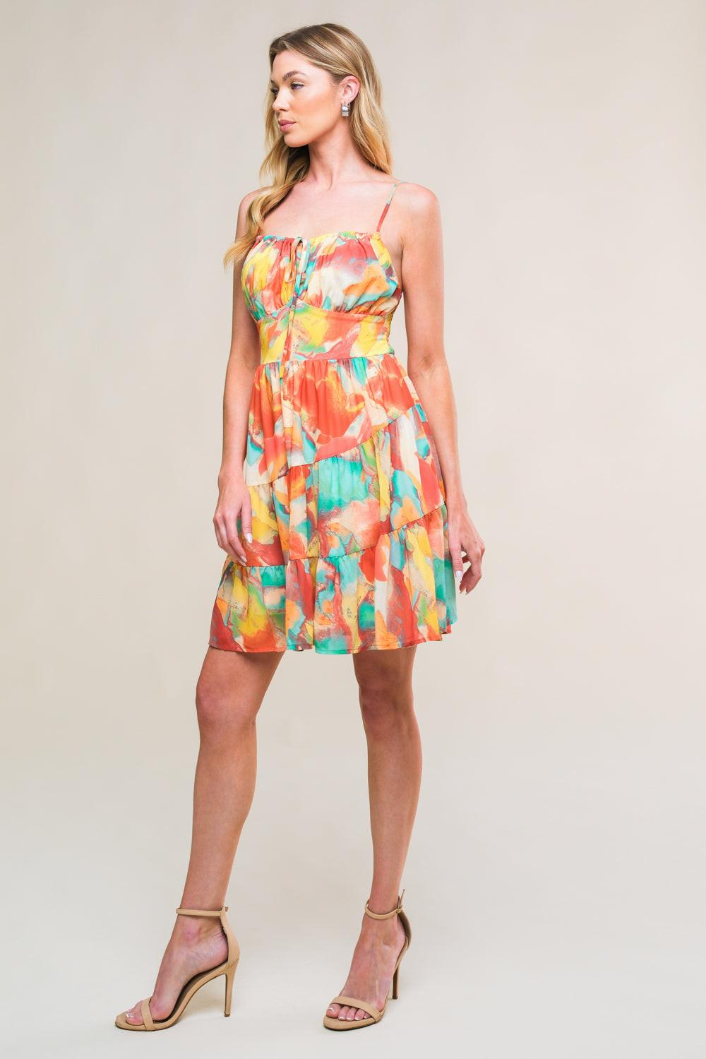 MAJESTIC ENERGY WOVEN MINI DRESS Flying Tomato