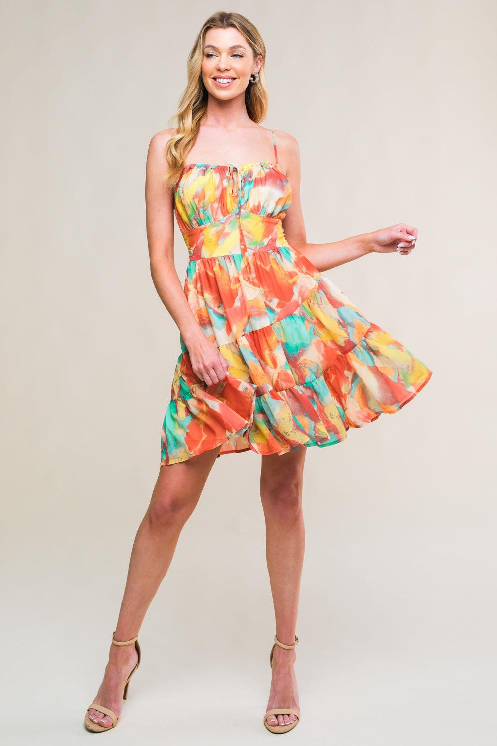 MAJESTIC ENERGY WOVEN MINI DRESS Flying Tomato