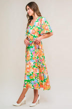 EFFERVESCENT LOVE TRUE WRAP MIDI DRESS Flying Tomato