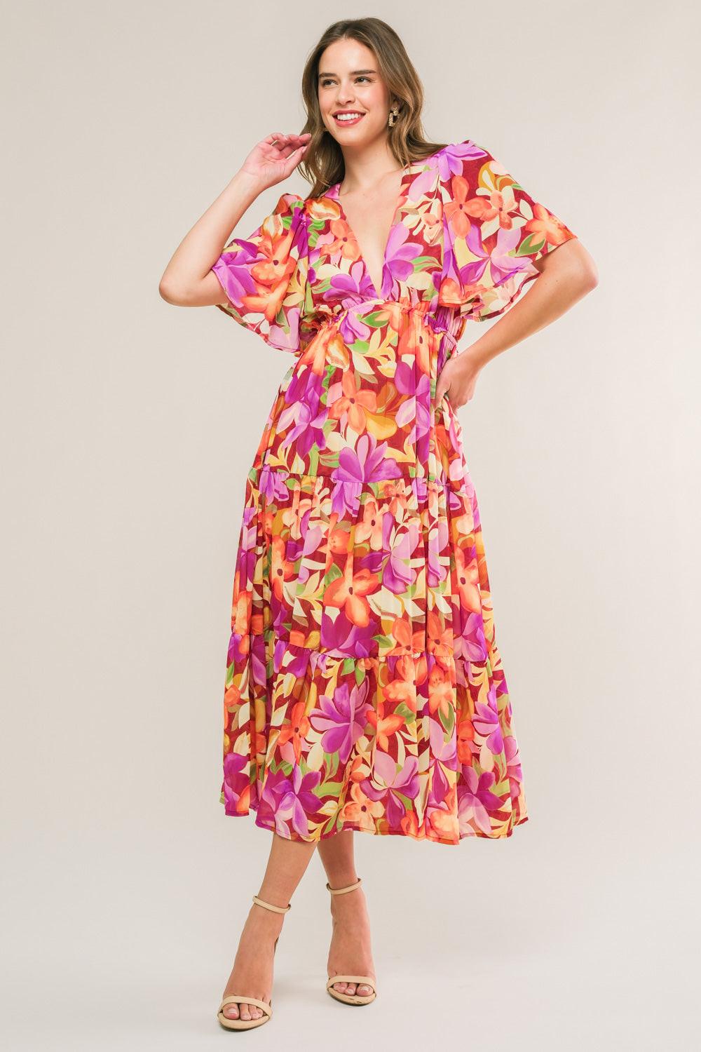 START LOOKING WOVEN MIDI DRESS Flying Tomato