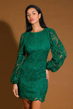WHISPERED COMFORT WOVEN LACE MINI DRESS Flying Tomato