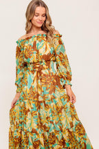 THENA SECRET GARDEN WOVEN MIDI DRESS Flying Tomato