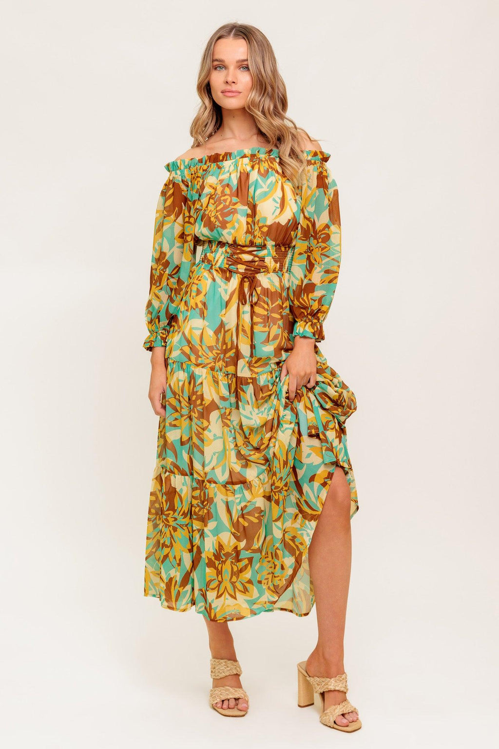 THENA SECRET GARDEN WOVEN MIDI DRESS Flying Tomato
